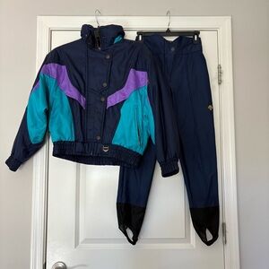 Vintage Descente Women’s Colorful Waterproof Ski Jacket & Pants Set